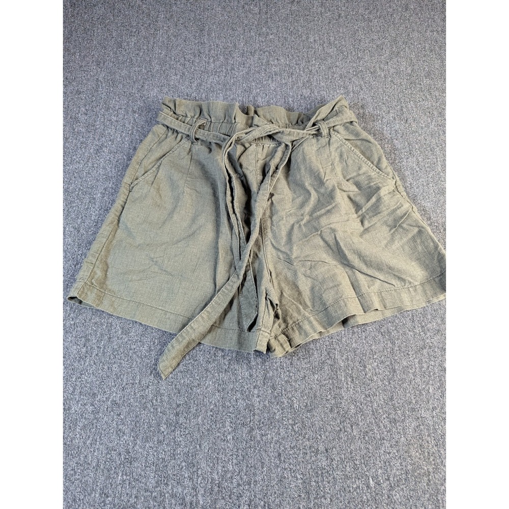 a.n.a Womens Olive Green Linen Blend Paperbag Waist Tie Shorts Size Small